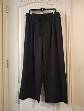 A new day Sz 14 Black Wide-Leg Chinos with Belted Waist